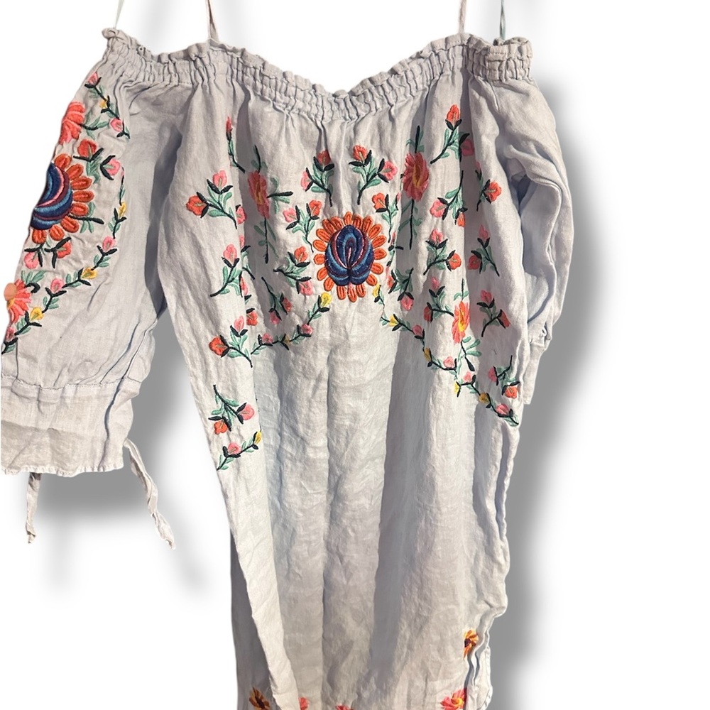 Chelsea & Theodore Off-Shoulder Embroidered Dress